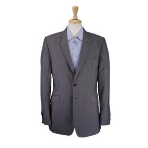 Duchamp London Men's Tailored Fit Solid Gray Wool Mohair 2-Btn Blazer 42L